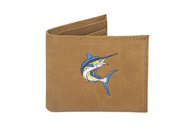 Marlin Men's Embroidered Leather Wallet. Bifold Passcase. Trifold Wallet. Embroidered Marlin Wallet. Fishing and Boating Gift.