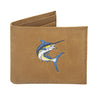 Marlin Men's Embroidered Leather Wallet. Bifold Passcase. Trifold Wallet. Embroidered Marlin Wallet. Fishing and Boating Gift.