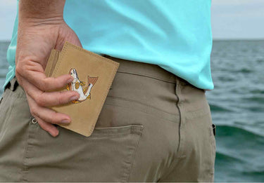 Redfish Men's Embroidered Leather Wallet. Bifold Passcase. Trifold Wallet. Embroidered Redfish Wallet. Fishing and Boating Gift.