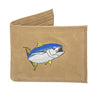 Yellow Tuna Men's Embroidered Leather Wallet. Bifold Passcase. Trifold Wallet. Embroidered Yellow Tuna Wallet. Fishing and Boating Gift.