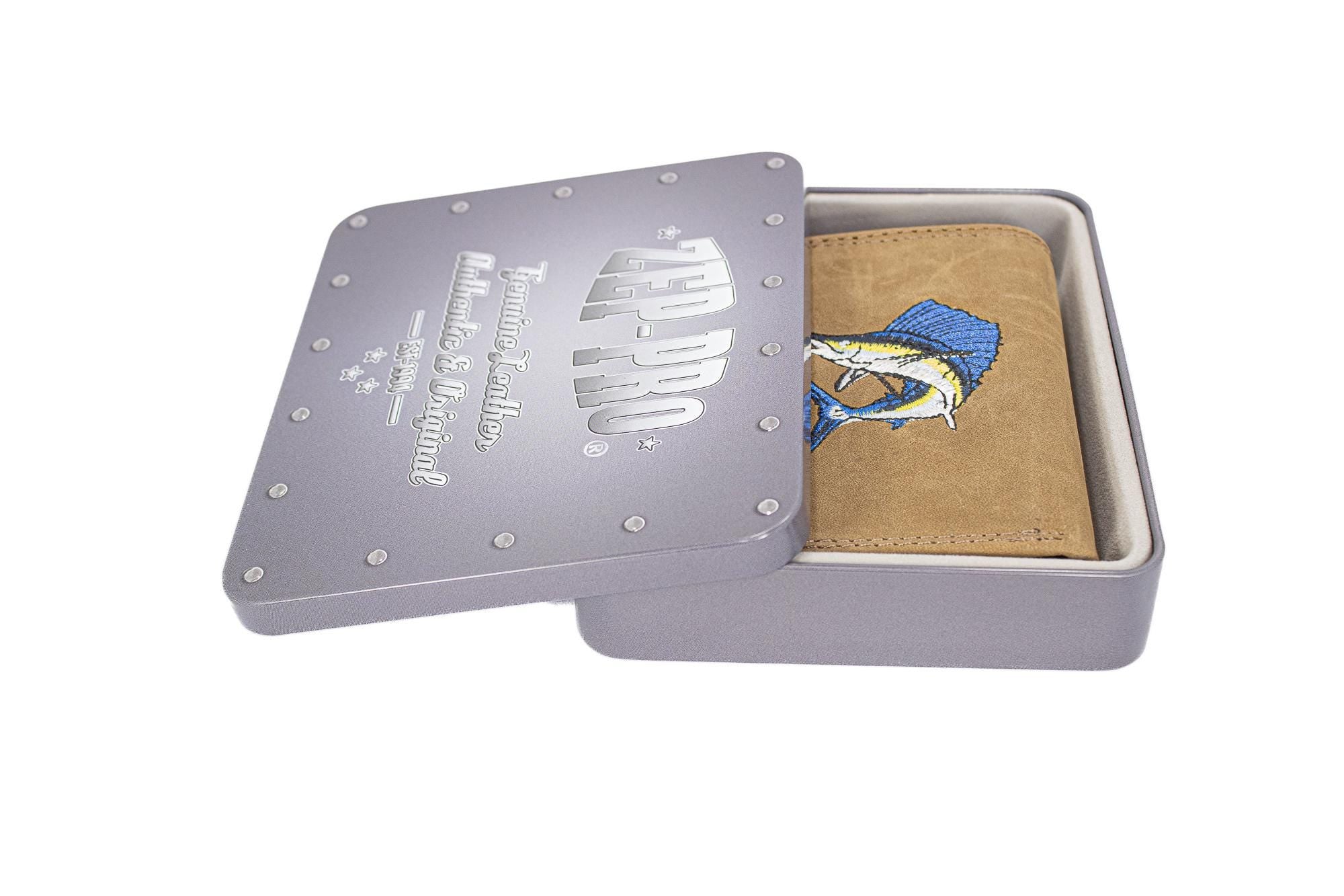 Sailfish Men's Embroidered Leather Wallet. Bifold Passcase. Trifold Wallet. Embroidered Sailfish Wallet. Fishing and Boating Gift.