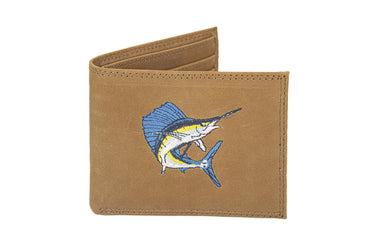 Sailfish Men's Embroidered Leather Wallet. Bifold Passcase. Trifold Wallet. Embroidered Sailfish Wallet. Fishing and Boating Gift.