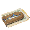 Embroidered Fish Leather Money Clip. Magnetic Clip. Brown Crazyhorse Finish. Marlin. Dolphin Mahi. Sailfish. Redfish. Snook. Tarpon.
