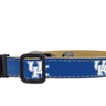 Kentucky Wildcats Tide Collegiate Woven Ribbon Dog Collar. Pet Lead. Adjustable Nylon Webbing. Snap Buckle and D-ring. Swivel Bolt Snap.