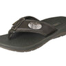 Redfish Men's Flip Flop Sandal. Casual Boat Show. Fishing Gift. Brown Straps With Metal Concho Logo. Cushioned Insole and Non-skid Outsole.