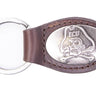 ECU Pirates Oval Leather Key Fob. Sturdy Split Ring and Durable Stitching. Perfect Collegiate Key Chain Gift. Brown or Black Leather.