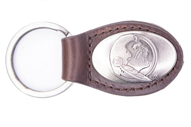 FSU Seminoles Oval Leather Key Fob. Sturdy Split Ring and Durable Stitching. Perfect Collegiate Key Chain Gift. Brown or Black Leather.