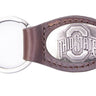 Ohio State Buckeyes Oval Leather Key Fob. Sturdy Split Ring and Durable Stitching. Perfect Collegiate Key Chain Gift. Brown or Black Leather