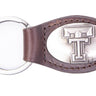 Texas Tech Red Raiders Oval Leather Key Fob. Split Ring and Durable Stitching. Perfect Collegiate Key Chain Gift. Brown or Black Leather.