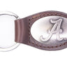 Alabama Crimson Pride Oval Leather Key Fob. Split Ring and Durable Stitching. Perfect Collegiate Key Chain Gift. Brown or Black Leather.