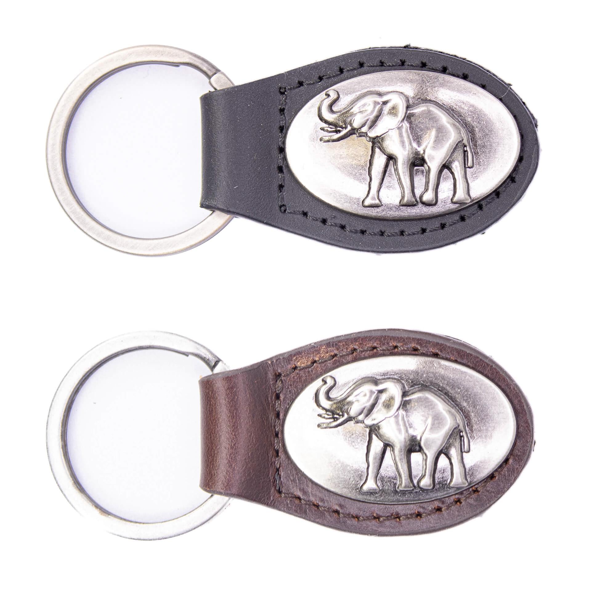 Alabama Crimson Pride Oval Leather Key Fob. Split Ring and Durable Stitching. Perfect Collegiate Key Chain Gift. Brown or Black Leather.