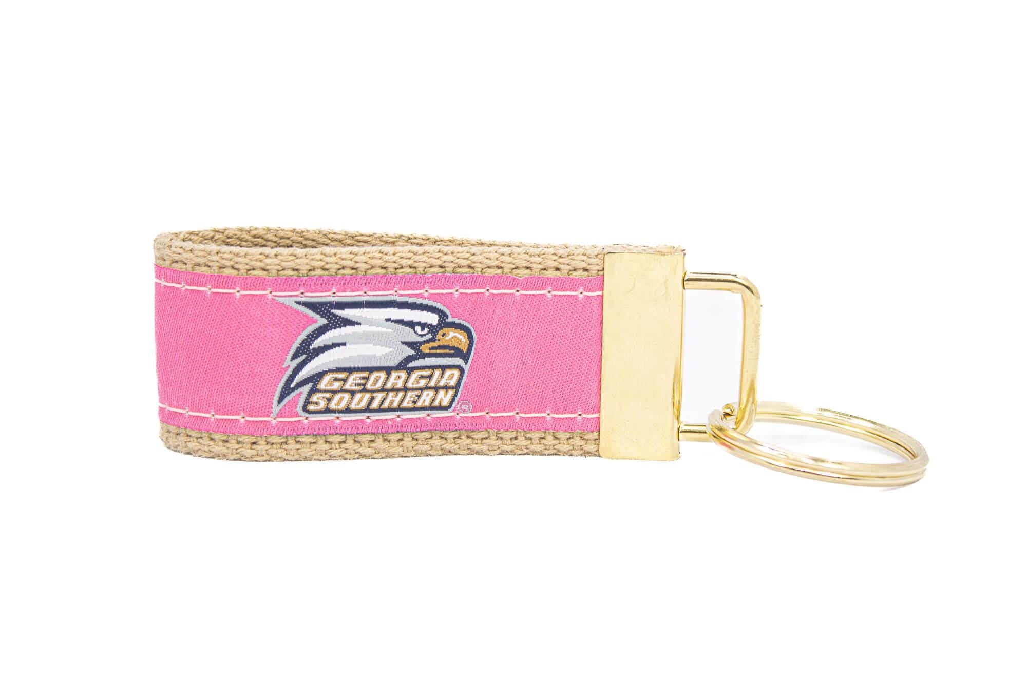 Georgia Southern Eagles Collegiate Woven Ribbon Key Chain. GSU Key Fob. GSU Eagles Gift. GATA Key Ring. Brass Clasp and O-Ring.