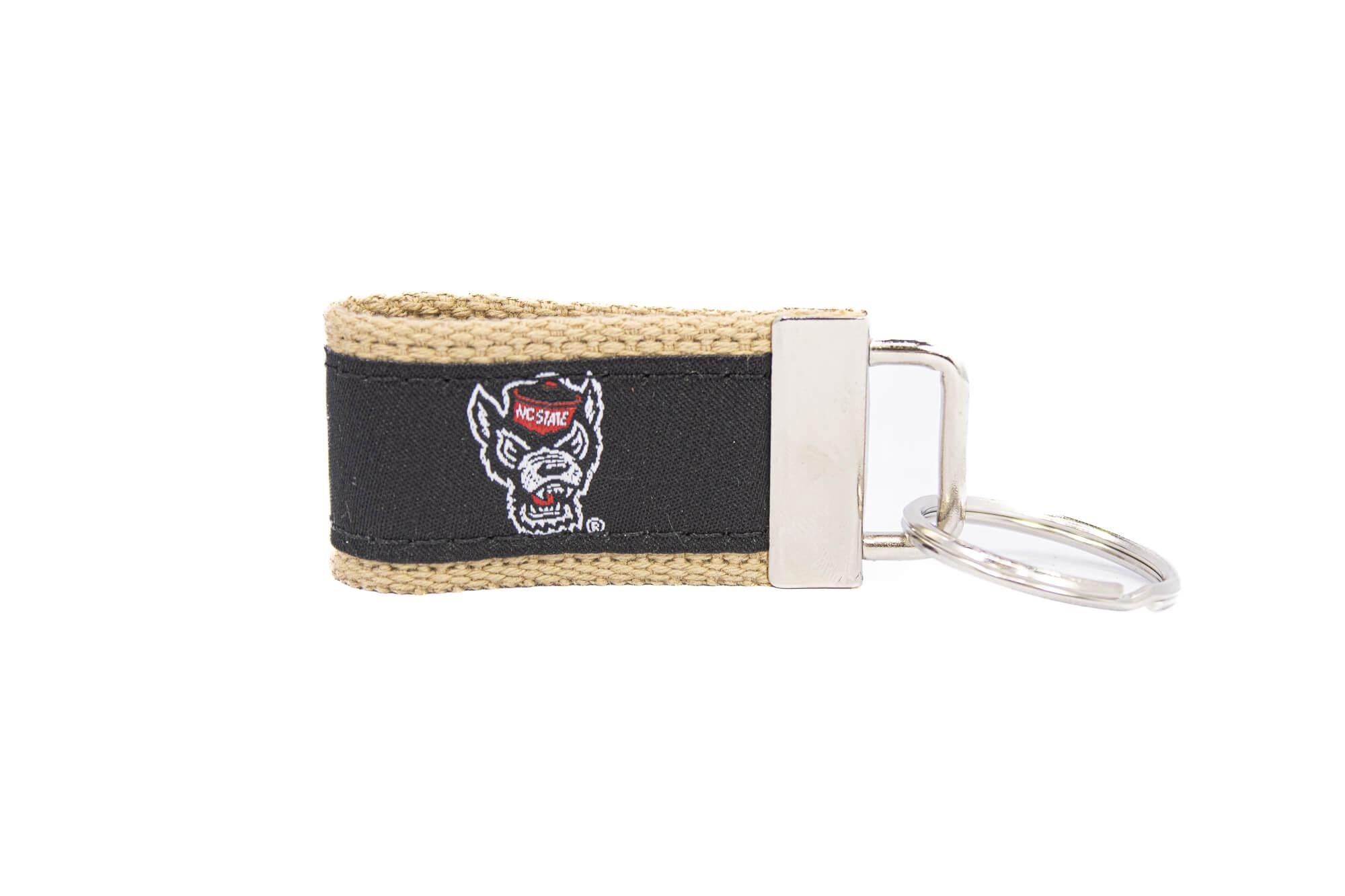 NC State Wolfpack Collegiate Woven Ribbon Key Chain. NC State Key Fob. Wolfpack Gift. NCS Key Ring. Brass Clasp and O-Ring.