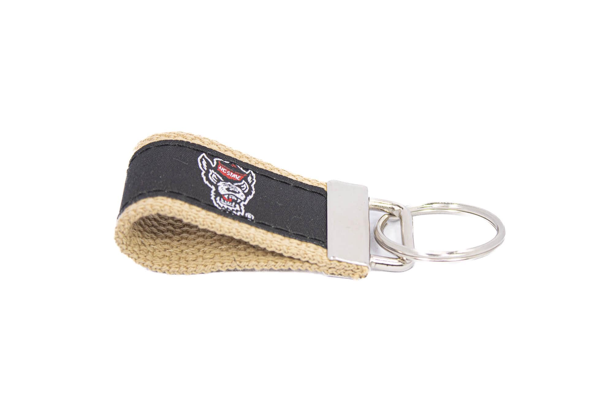 NC State Wolfpack Collegiate Woven Ribbon Key Chain. NC State Key Fob. Wolfpack Gift. NCS Key Ring. Brass Clasp and O-Ring.