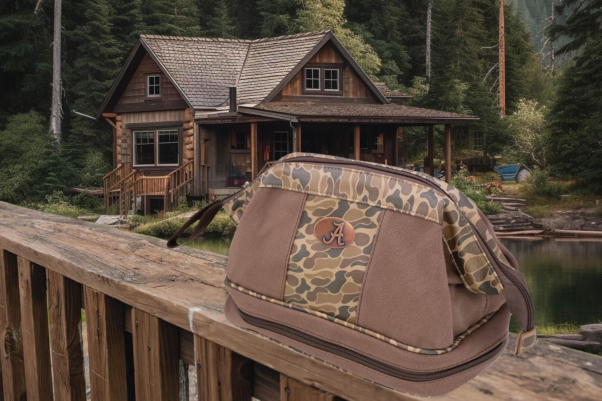 Alabama Crimson Tide Camo Canvas Toiletry Bag. Bama Dopp Kit. - Toiletry Bag For Travel - Dopp Kit For Men - Camo Print Toiletry Bag