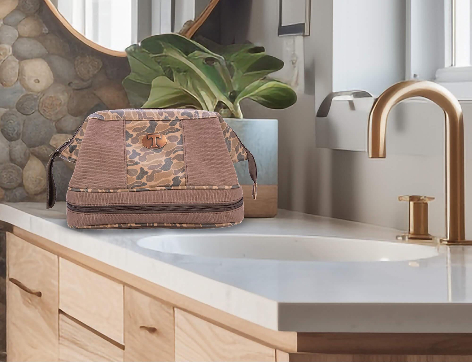 Tennessee Vols Camo Canvas Toiletry Bag. Vols Dopp Kit - Toiletry Bag For Travel - Tennessee Travel Accessory - Camo Print Toiletry Bag