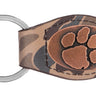 Clemson Tigers Oval Camo Leather Key Fob. Split Ring and Durable Stitching. Perfect Collegiate Key Chain Gift. Old School Camo Key Chain.