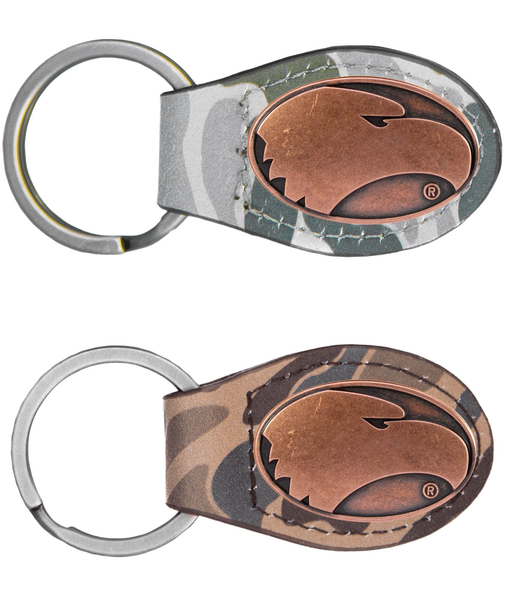 Georgia Southern Eagles Oval Camo Leather Key Fob. Split Ring and Durable Stitching. Collegiate Key Chain Gift. Old School Camo Key Chain.