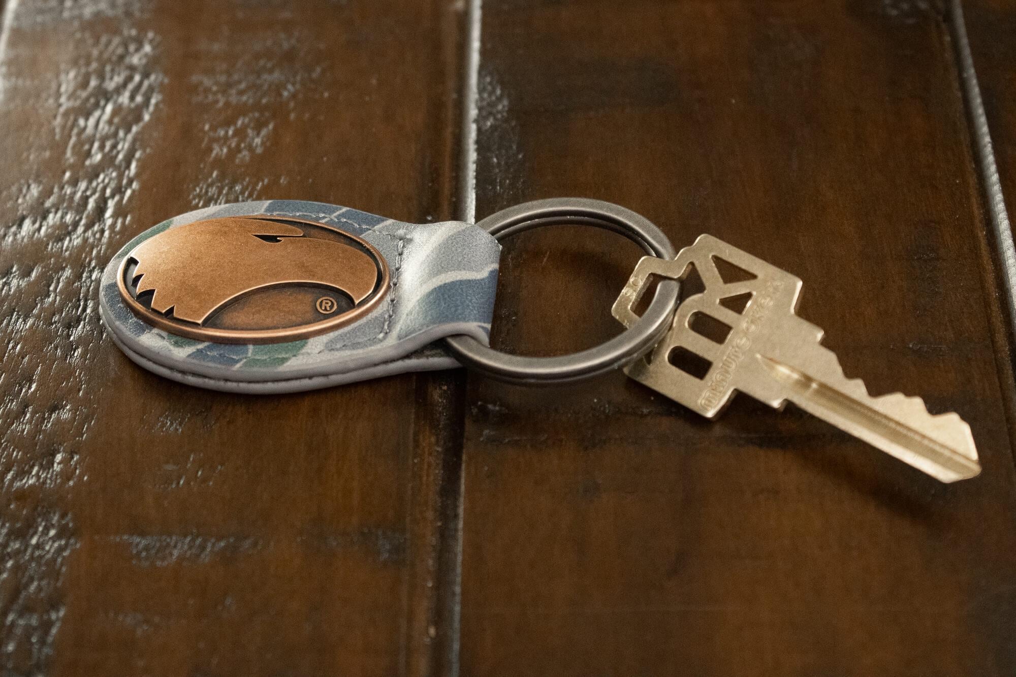 Georgia Southern Eagles Oval Camo Leather Key Fob. Split Ring and Durable Stitching. Collegiate Key Chain Gift. Old School Camo Key Chain.