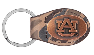 Auburn Tigers Oval Camo Leather Key Fob. Split Ring and Durable Stitching. Perfect Collegiate Key Chain Gift. Old School Camo Key Chain.