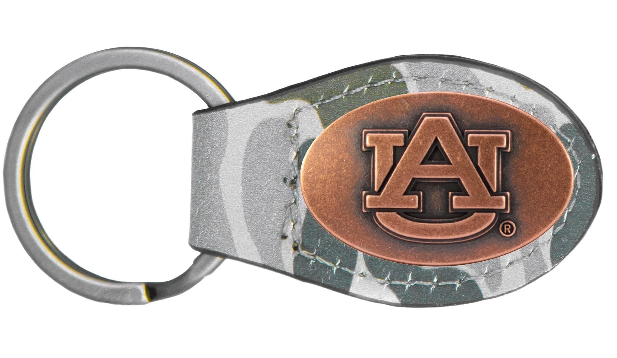Auburn Tigers Oval Camo Leather Key Fob. Split Ring and Durable Stitching. Perfect Collegiate Key Chain Gift. Old School Camo Key Chain.