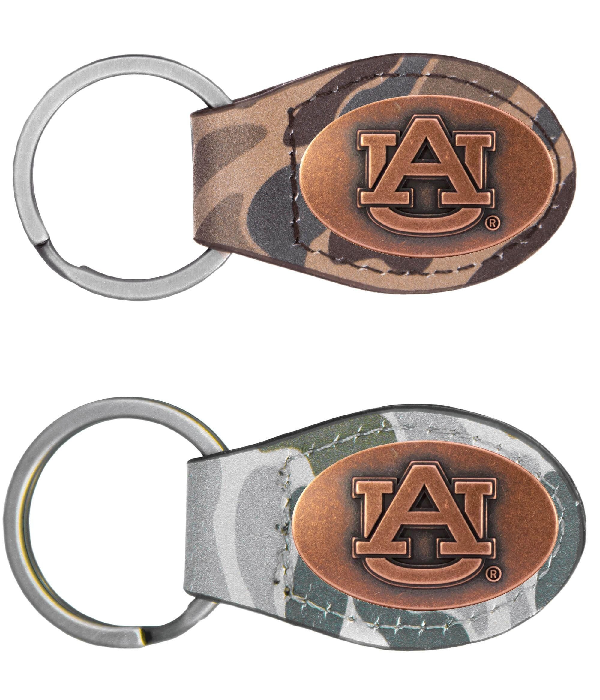 Auburn Tigers Oval Camo Leather Key Fob. Split Ring and Durable Stitching. Perfect Collegiate Key Chain Gift. Old School Camo Key Chain.