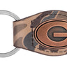 Georgia Bulldogs Oval Camo Leather Key Fob. Split Ring and Durable Stitching. Perfect Collegiate Key Chain Gift. Old School Camo Key Chain.