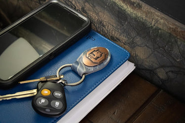 USC Gamecocks Oval Camo Leather Key Fob. Split Ring and Durable Stitching. Perfect Collegiate Key Chain Gift. Old School Camo Key Chain.