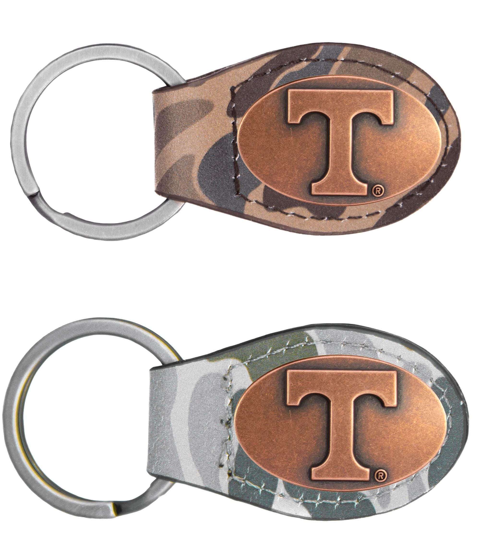 Tennessee Vols Oval Camo Leather Key Fob. Split Ring and Durable Stitching. Perfect Collegiate Key Chain Gift. Old School Camo Key Chain.