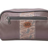 LSU Tigers Men's Camo Dopp Kit. Toiletry Bag. Old School Camo Print. Brown Pebble Finish. Antique Copper Logo. Perfect Travel Accessory