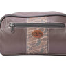 Ole Miss Rebels Men's Camo Dopp Kit. Toiletry Bag. Old School Camo Print. Brown Pebble Finish. Antique Copper Logo. Perfect Travel Accessory