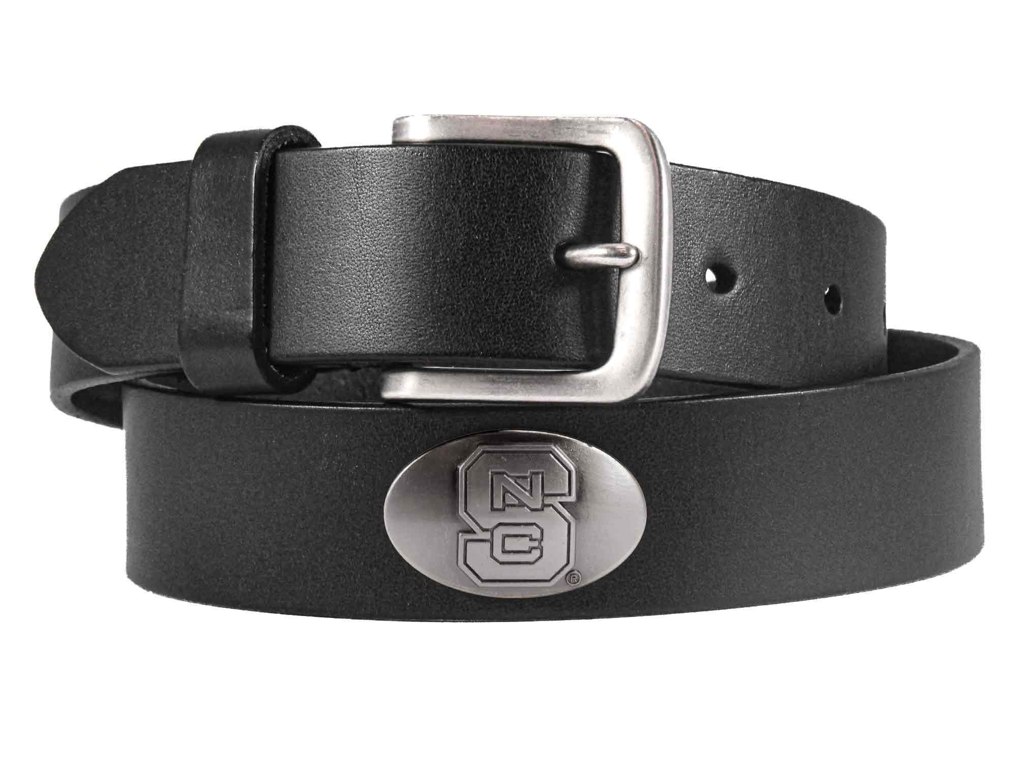 NC State Wolfpack Men's Collegiate Brown Leather Concho Belt.
