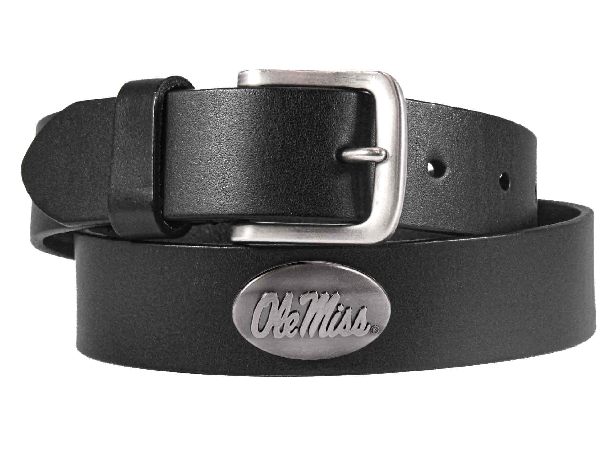 Ole Miss Rebels Men's Collegiate Brown Leather Concho Belt.