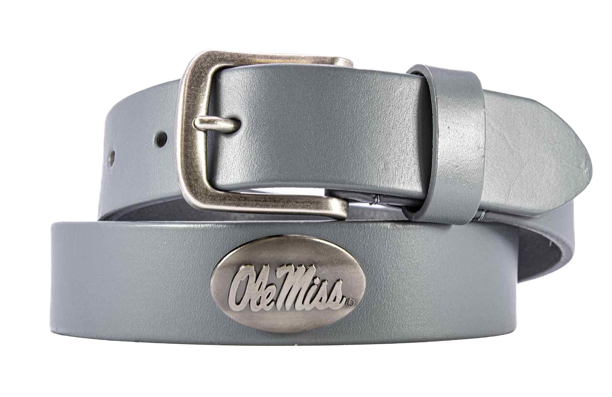 Ole Miss Rebels Men's Collegiate Brown Leather Concho Belt.