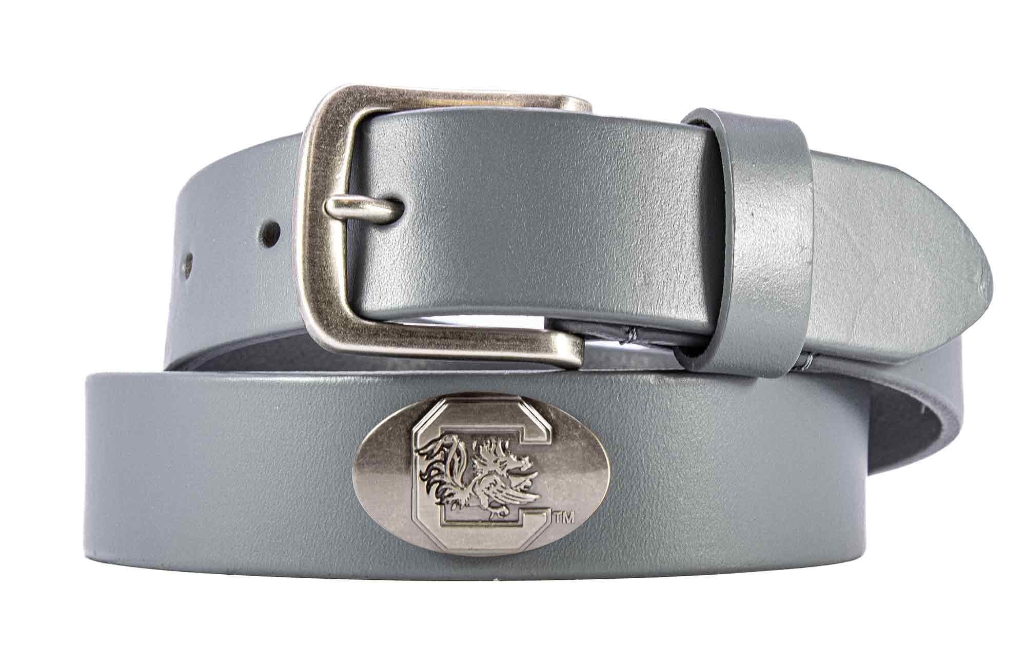 South Carolina Gamecocks Men's Collegiate Brown Leather Concho Belt.
