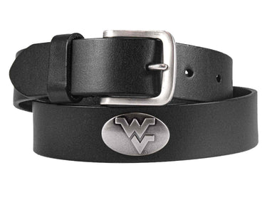 West Virginia Mountaineers Men's Collegiate Brown Leather Concho Belt.