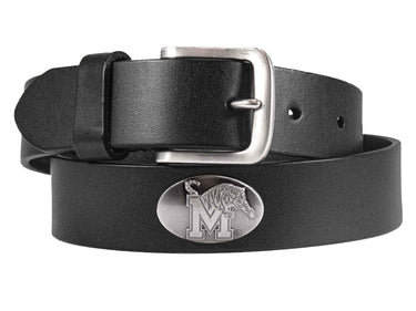 Memphis Tigers Men's Collegiate Leather Belt - Casual Belt in Brown, Gray, Black Colors - Gameday College Belt - Memphis Gift Merch -