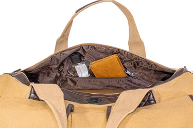 Florida Gators Canvas Weekender Bag - Khaki Waxed Canvas Duffel - Durable Water Resistant Bag - UF Travel Bag - Overnight Case