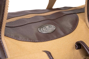 Ole Miss Rebels Canvas Weekender Bag - Khaki Waxed Canvas Duffel - Durable Water Resistant Bag - Ole Miss Travel Bag - Overnight Case