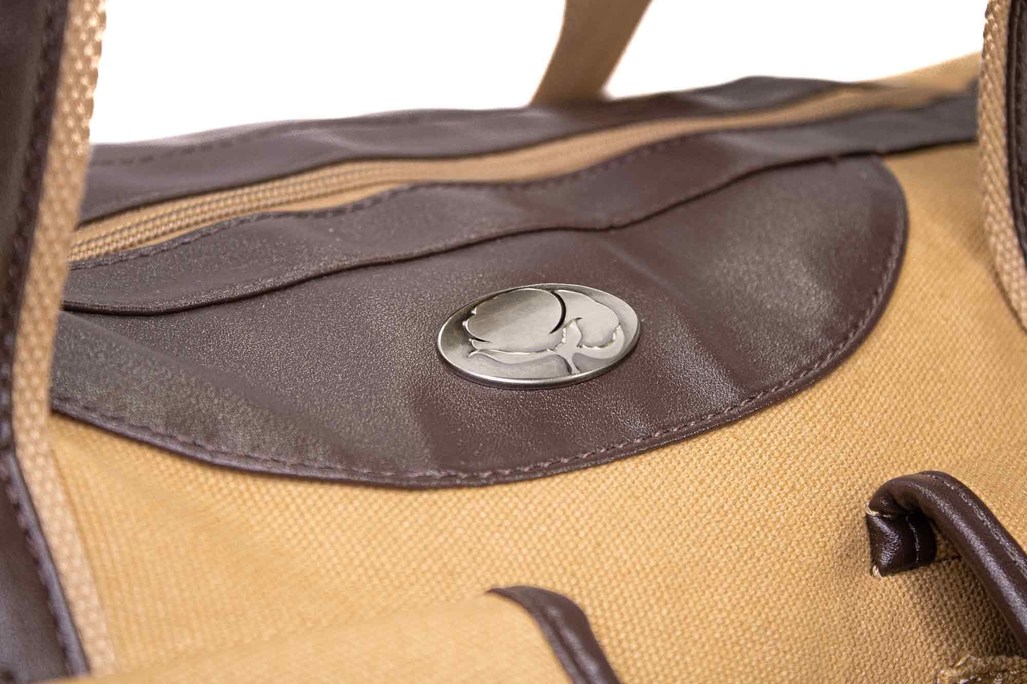 Cotton Boll Canvas Weekender Bag - Khaki Waxed Canvas Duffel - Durable Water Resistant Bag - Cotton Travel Bag - Overnight Case