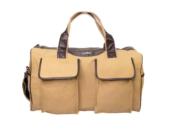 Lab Canvas Weekender Bag - Khaki Waxed Canvas Duffel - Durable Water Resistant Bag - Hunting Travel Bag - Overnight Case