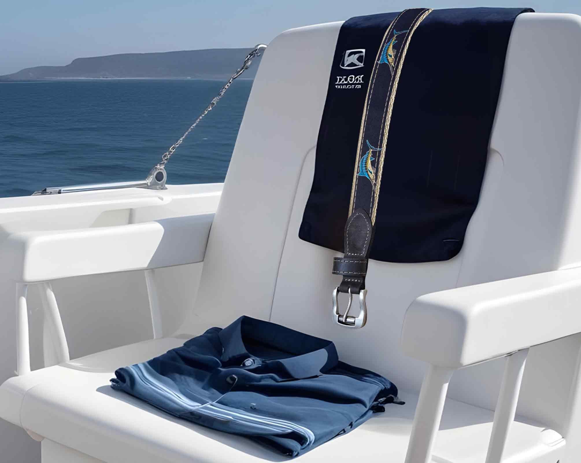 Marlin Men's Action Fishing Navy Ribbon Belt.