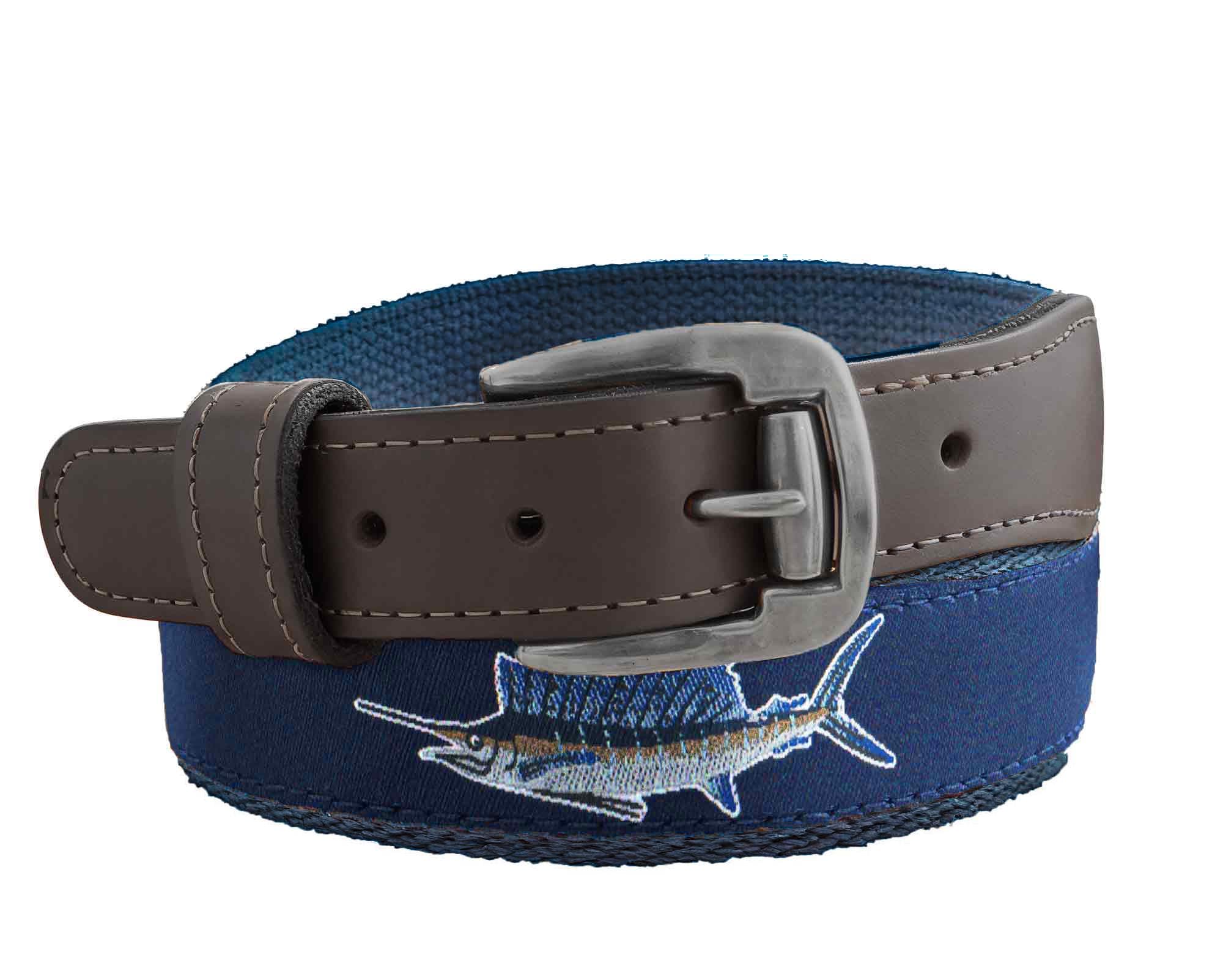 Sailfish Men's Action Fishing Navy Ribbon Belt.