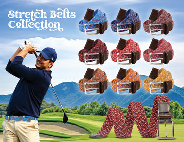 Braided Collegiate Golf Orange and Gray Stretch Belt.