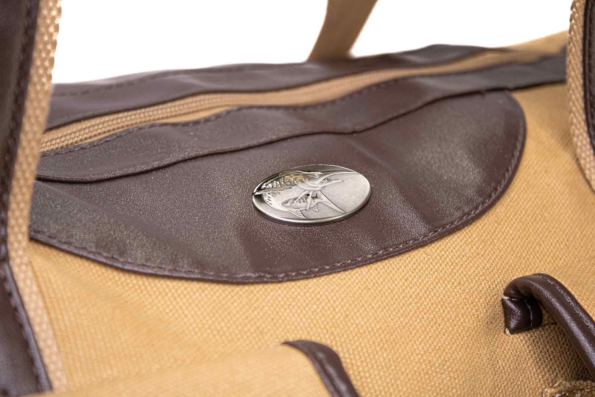 Marlin Canvas Weekender Bag - Khaki Waxed Canvas Duffel - Durable Water Resistant Bag - Fishing Travel Bag - Overnight Case