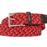 Braided Collegiate Golf Red and Black Stretch Belt.