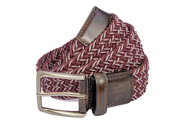 Braided Collegiate Golf Maroon and Gray Stretch Belt.