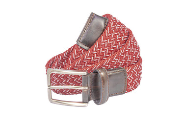 Braided Collegiate Golf Crimson and White Stretch Belt.