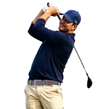 Braided Collegiate Golf Navy and Orange Stretch Belt.