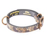 Bass Fishing Old School Camo Leather Dog Collar - Antique Copper Logo